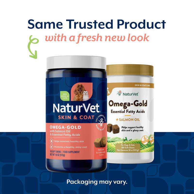 NaturVet Omega Gold Plus Salmon Oil Soft Chews, 180 Ct