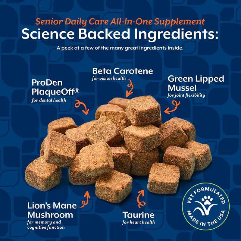 NaturVet Senior Dog Daily Care All-In-One Supplement with  8-in-1 Support, Hickory Smoked Bacon Flavor, 60 Soft Chews