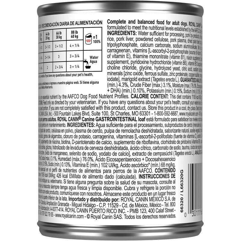 Royal Canin Veterinary Diet Adult Gastrointestinal Loaf Canned Dog Food, 24 x 13.5 oz cans