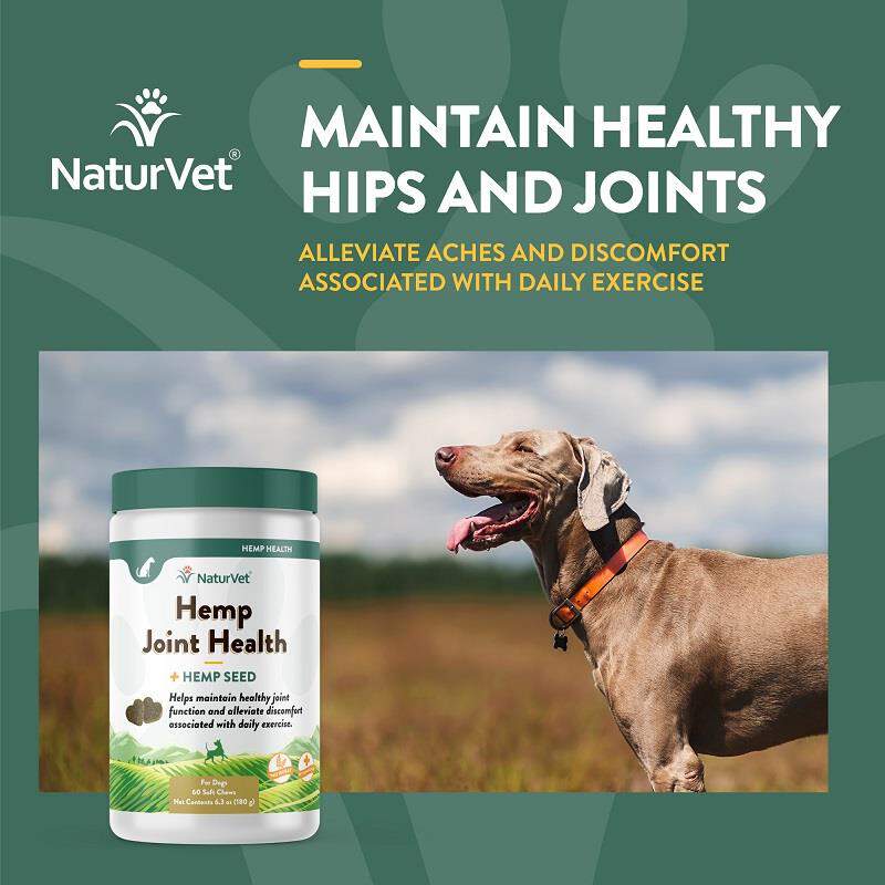 NaturVet Hemp Joint Health Plus Hemp Seed Soft Chews for Dogs