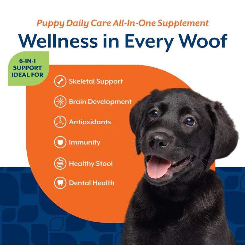NaturVet Puppy Daily Care All-In-One Supplement with 6-in-1 Support, Hickory Smoked Bacon Flavor, 60 Soft Chews