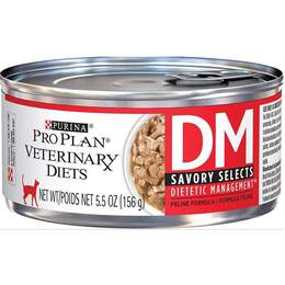 Purina Pro Plan Veterinary Diets DM Savory Selects Dietetic Management Formula Adult Cat Food, 24 x 5.5 oz cans