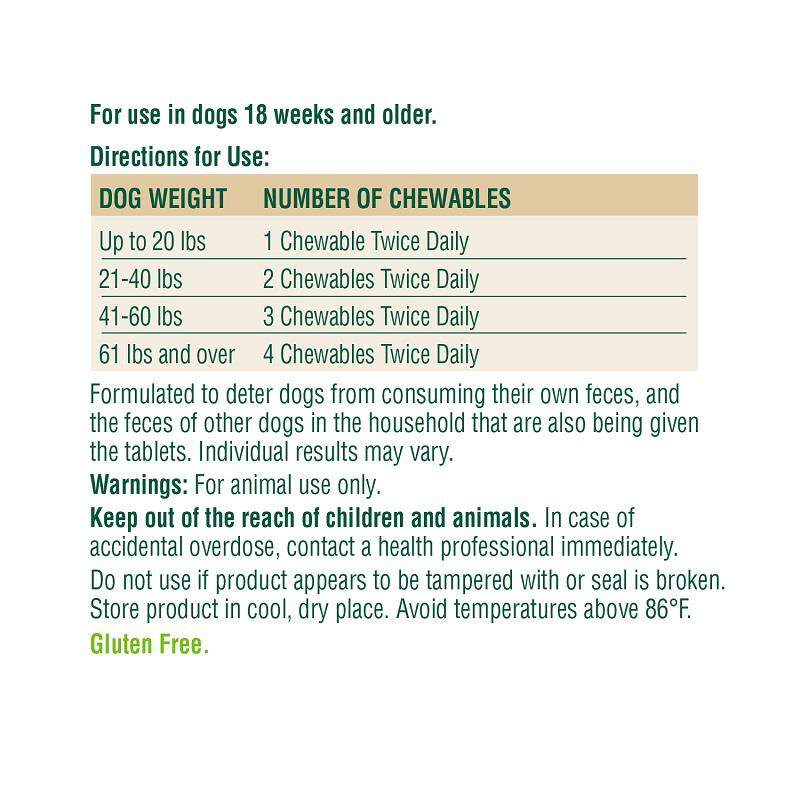 PetNC Stool Eating Deterrent Chewable Tablets for Dogs, 60 ct