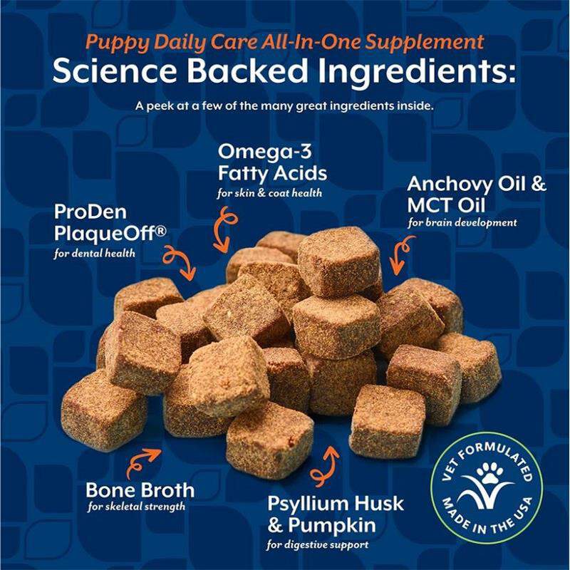 NaturVet Puppy Daily Care All-In-One Supplement with 6-in-1 Support, Hickory Smoked Bacon Flavor, 60 Soft Chews