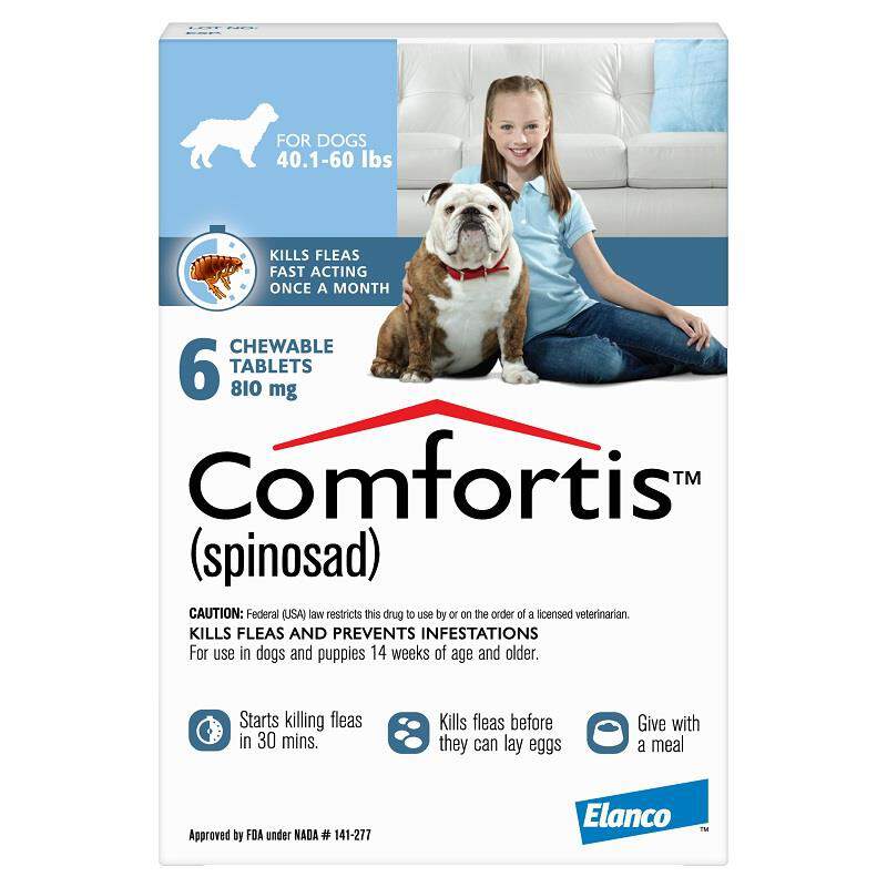 Comfortis Chewable Tablets for Dogs 40.1-60 lbs Blue, 6 Month Supply