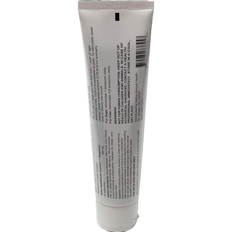 DLM-9 DL-Methionine Urinary Health Oral Gel Supplement for Dogs and Cats, Malt Flavored 4.25 oz