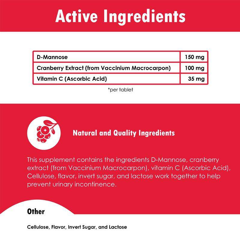 Cranberry D-Mannose Urinary Tract Support for Dogs and Cats, 60 chewable tablets