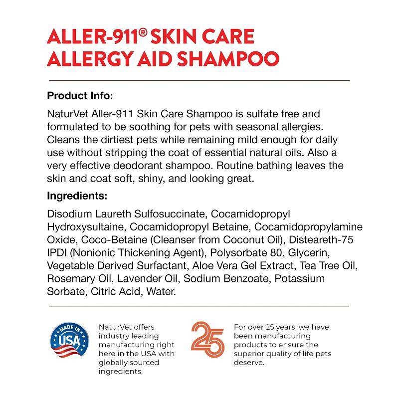 NaturVet Aller-911 Skin Care Shampoo, 16 oz