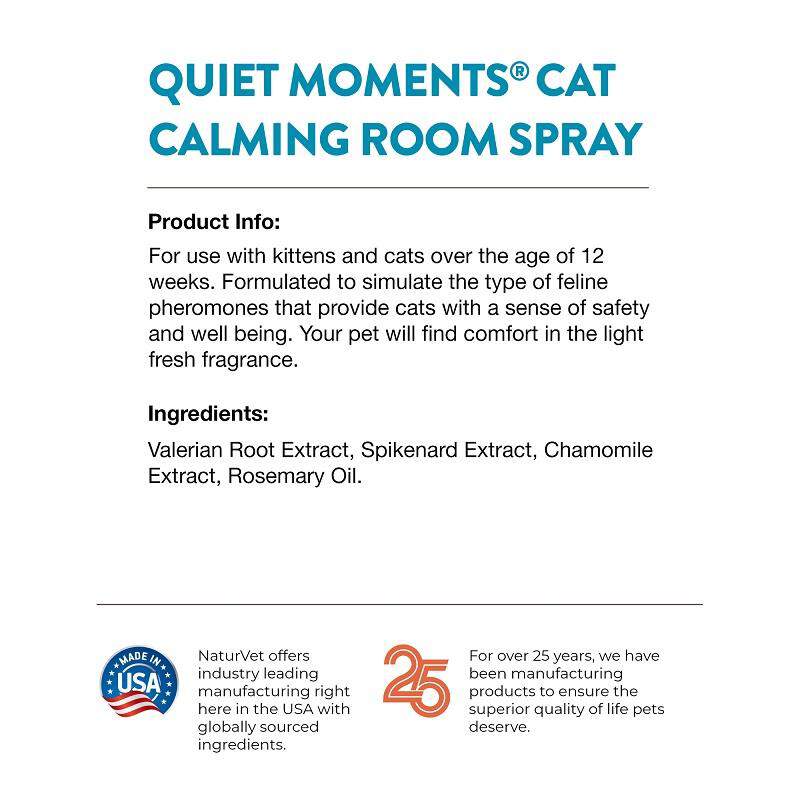 NaturVet Quiet Moments Herbal Calming Spray for Cats, 8 oz