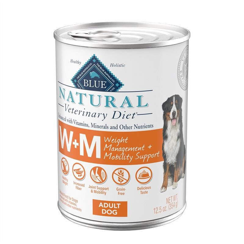 Blue Buffalo Natural Veterinary Diet W+M Weight Management + Mobility Support Dog Food (12 X 12.5 oz) Cans