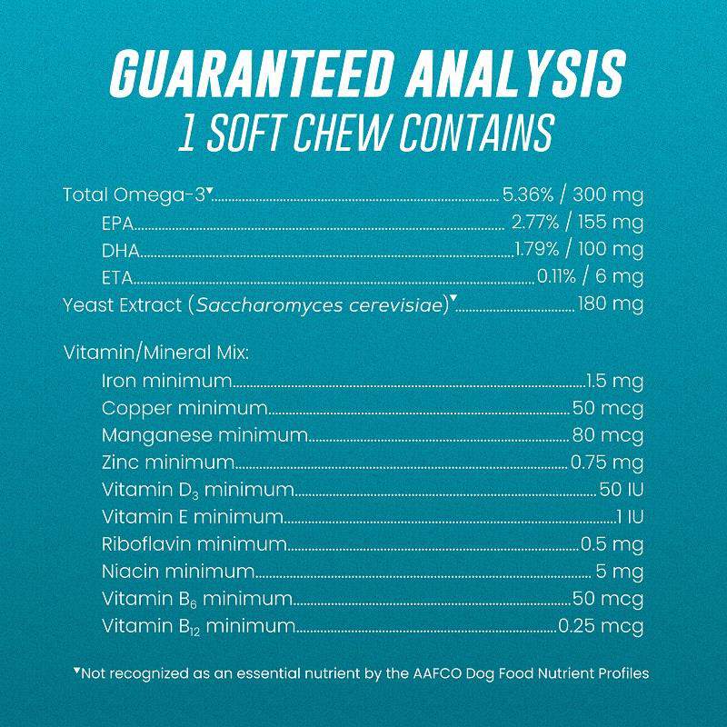 Welactin Omega-3 Skin & Coat Health plus Overall Wellness Supplement for Dogs, 60 Soft Chews