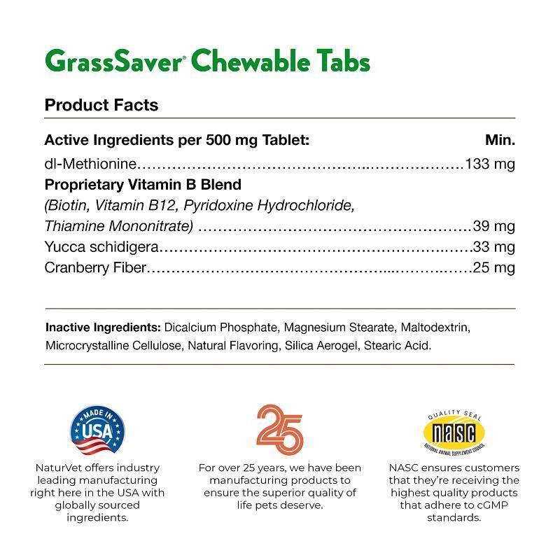 NaturVet GrassSaver, 500 Tabs