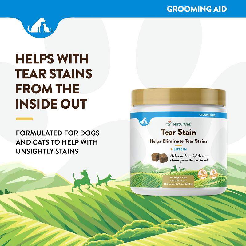 NaturVet Tear Stain Supplement Plus Lutein Soft Chews for Dogs and Cats