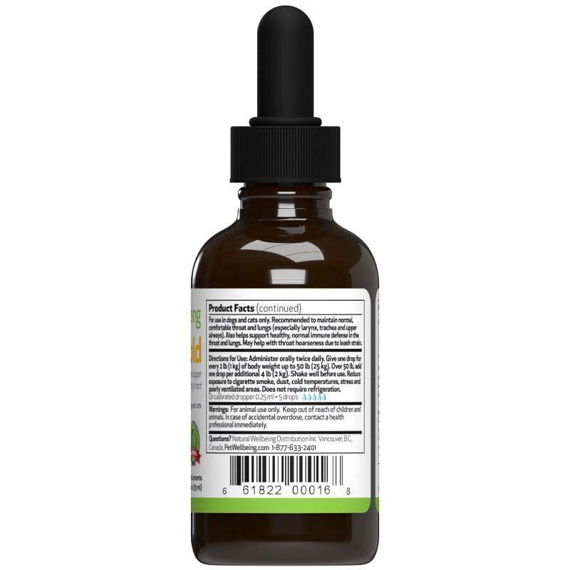 Pet Wellbeing Throat Gold for Dogs and Cats 2 oz