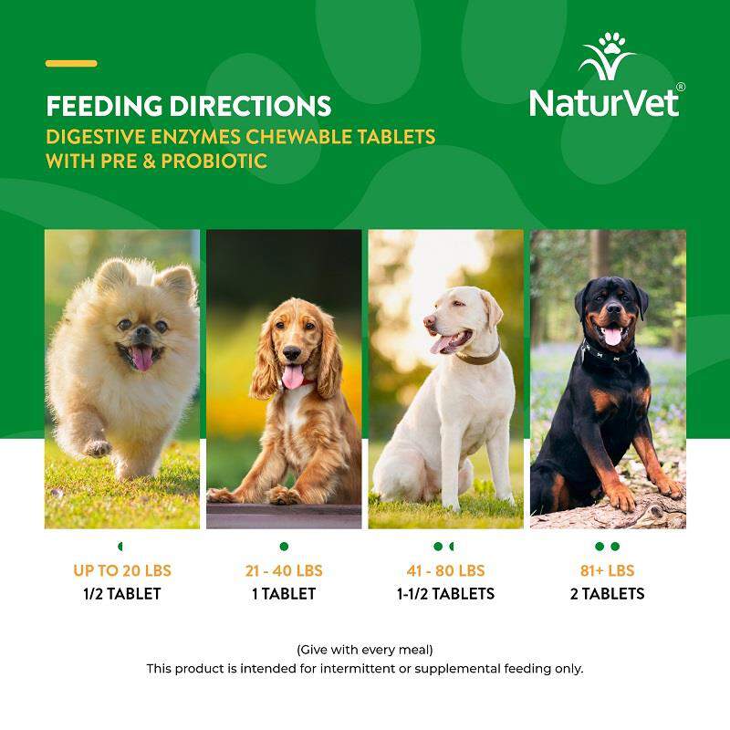 NaturVet Digestive Enzymes, 90 Chewable Tabs