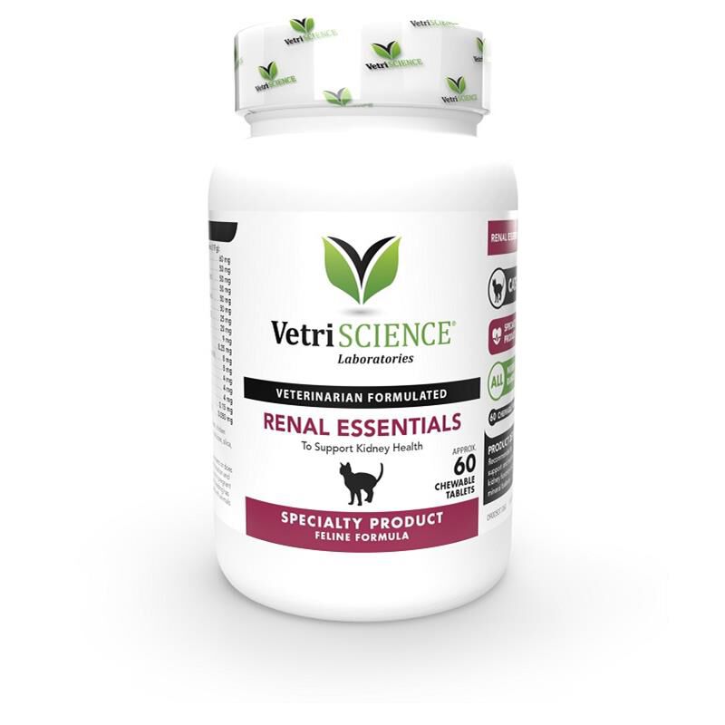 VetriScience Kidney Health Renal Essentials For Cats, 60 Chew Tabs