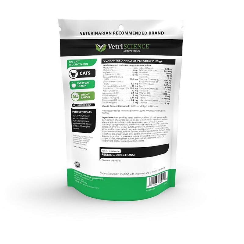 VetriScience 27+ Active Health Nu Cat Multivitamin, 30 Chews