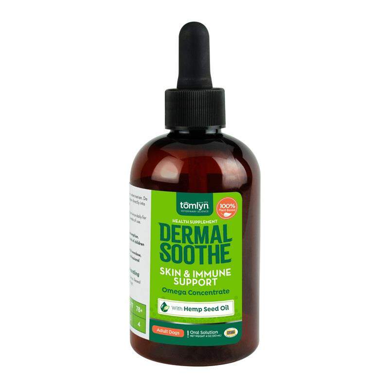 Tomlyn Dermal Soothe Plant Based Omega Concentrate Skin & Immune Supplement for Dogs with Hemp Seed Oil, 4 oz