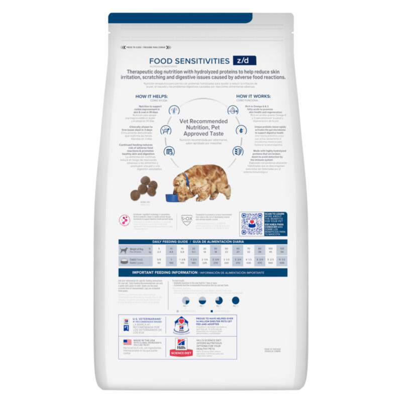 Hill's Prescription Diet z/d Skin/Food Sensitivities Dry Dog Food, 25 lbs
