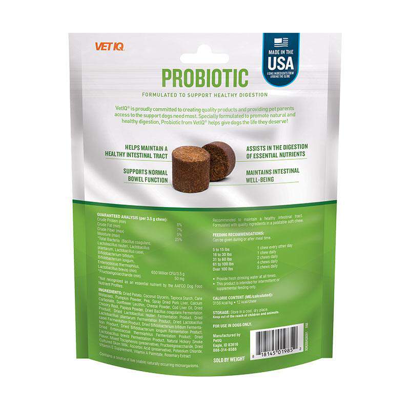 VetIQ Probiotic Hickory Smoke Flavored Soft Chews for Dogs, 60 ct