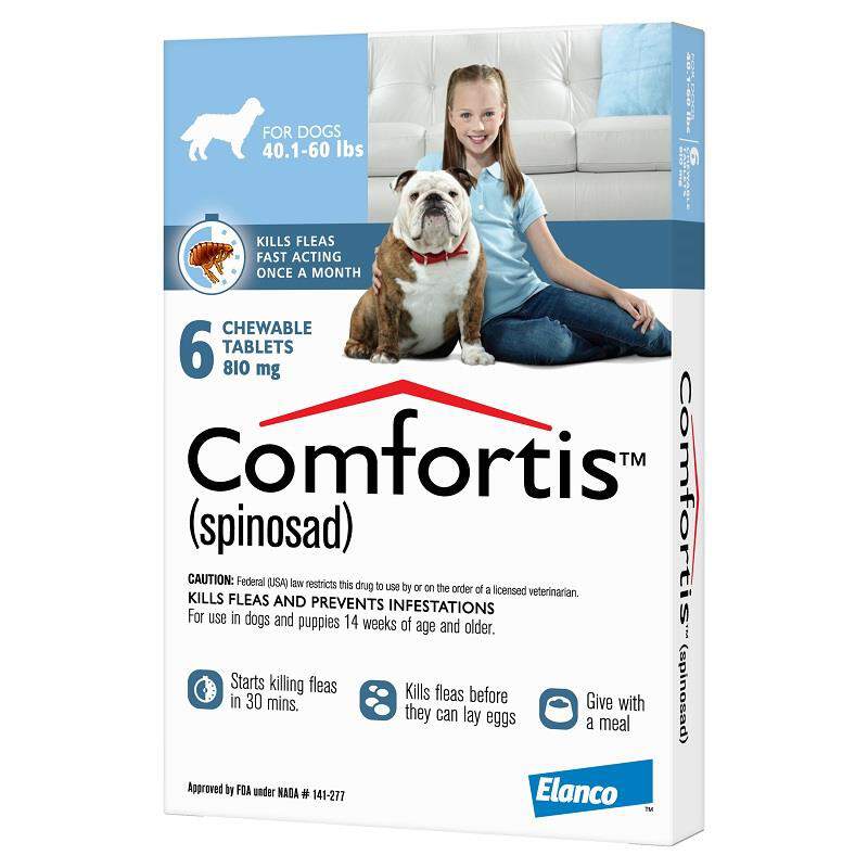 Comfortis Chewable Tablets for Dogs 40.1-60 lbs Blue, 6 Month Supply