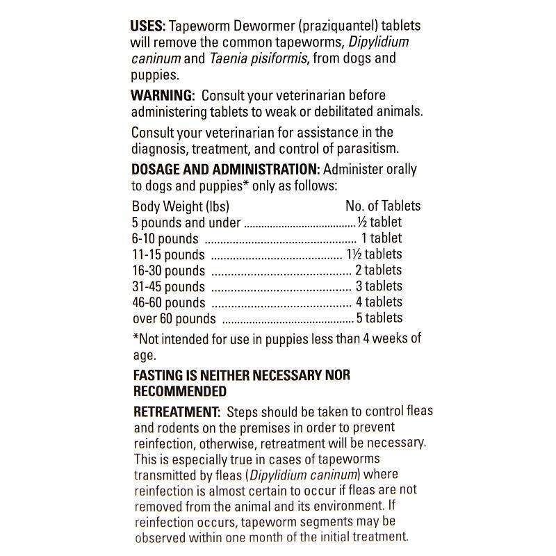 Tapeworm Dewormer for Dogs, 5 Tablets