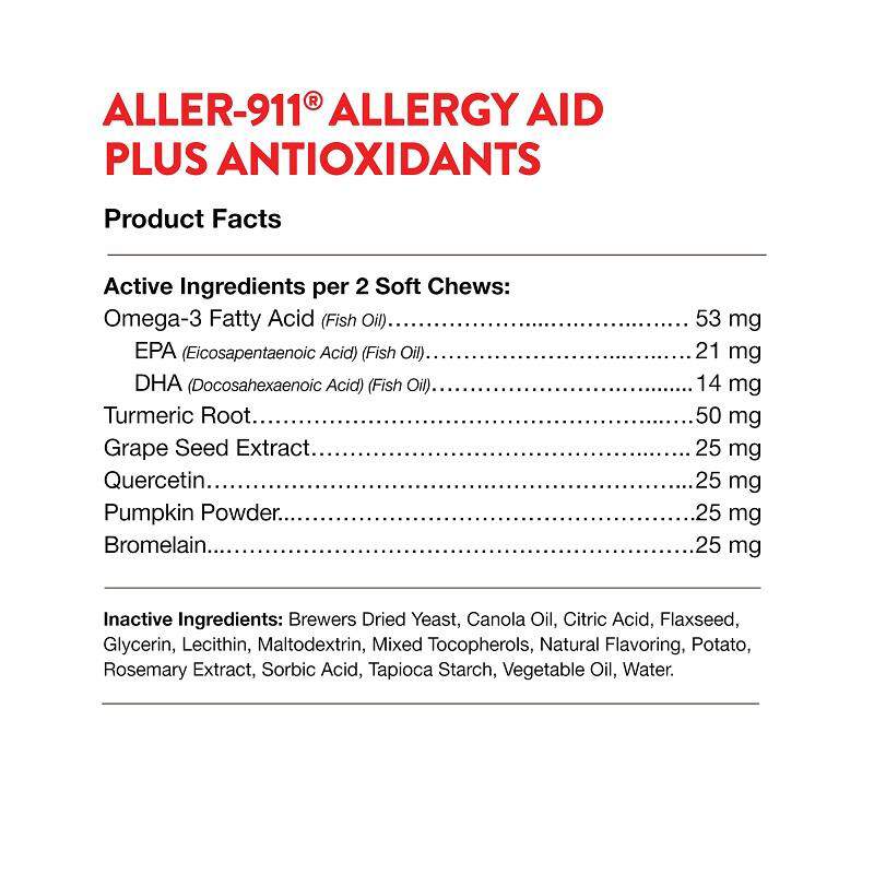 NaturVet Aller-911 Skin & Coat Allergy Aid, 90 Soft Chews