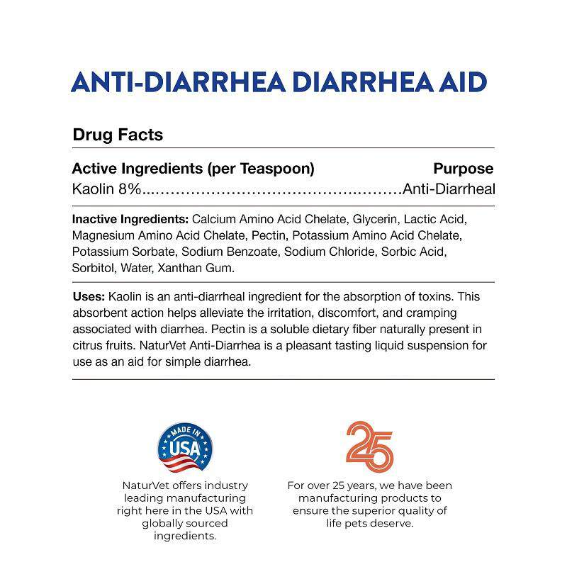NaturVet Anti-Diarrhea for Dogs and Cats, 8 oz