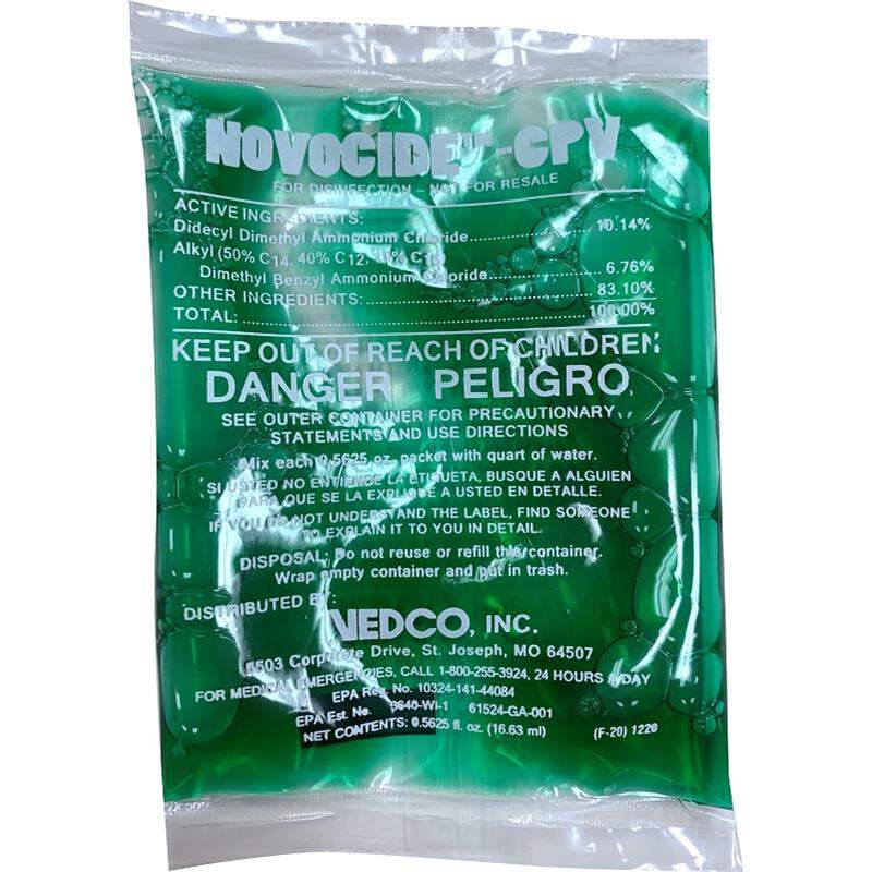 Novocide-CPV One Step Disinfectant Cleaner, 1/2 oz Packet (Box of 12) + Free 32 oz Ready to Use Novocide-CPV Spray Bottle