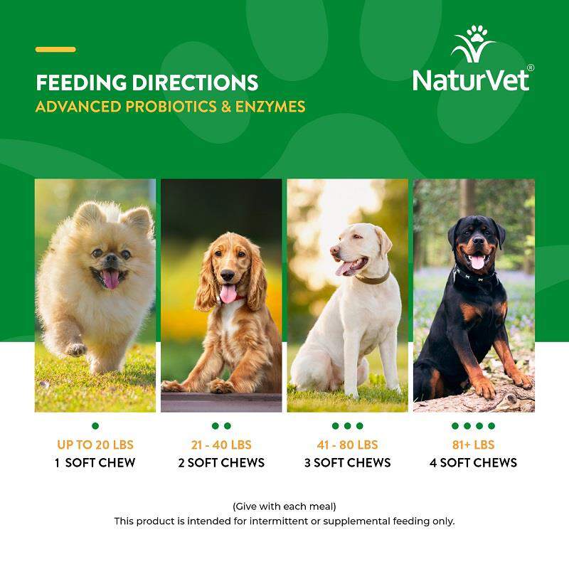 NaturVet Advanced Probiotics & Enzymes Plus Vet Strength PB6 Probiotic Soft Chews for Dogs