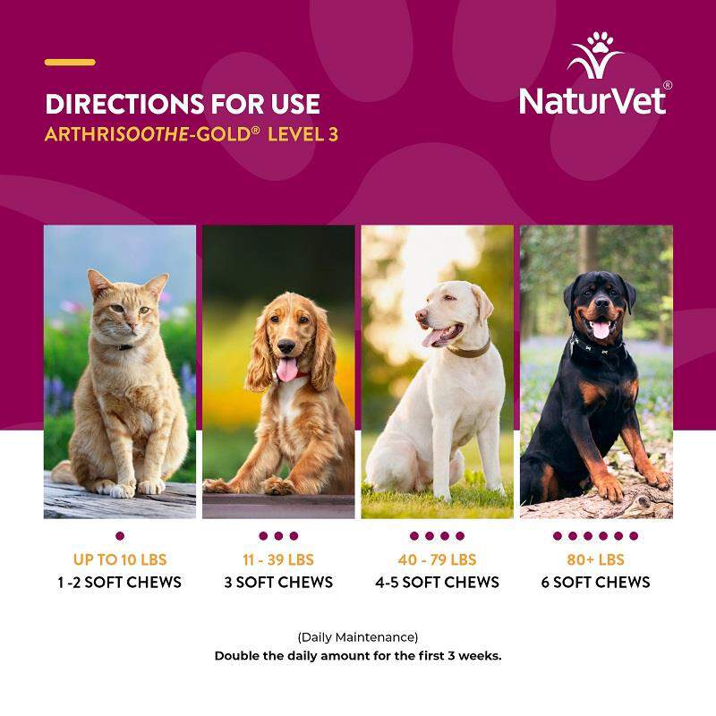 NaturVet Arthrisoothe Gold Level 3, 70 Soft Chews