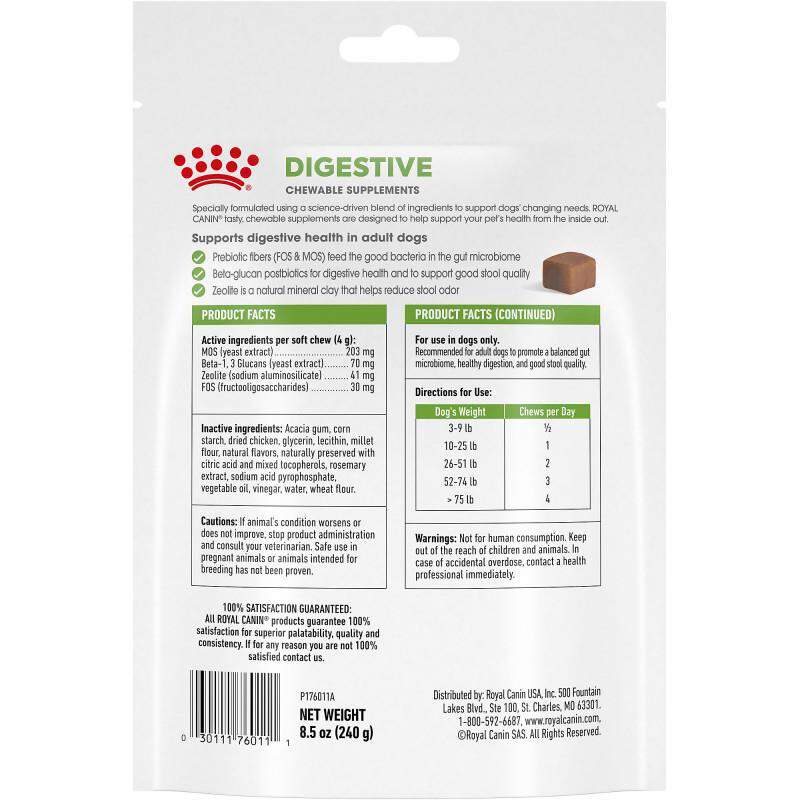 Royal Canin Adult Digestive Chewable Supplements for Dogs, 60 Soft Chews