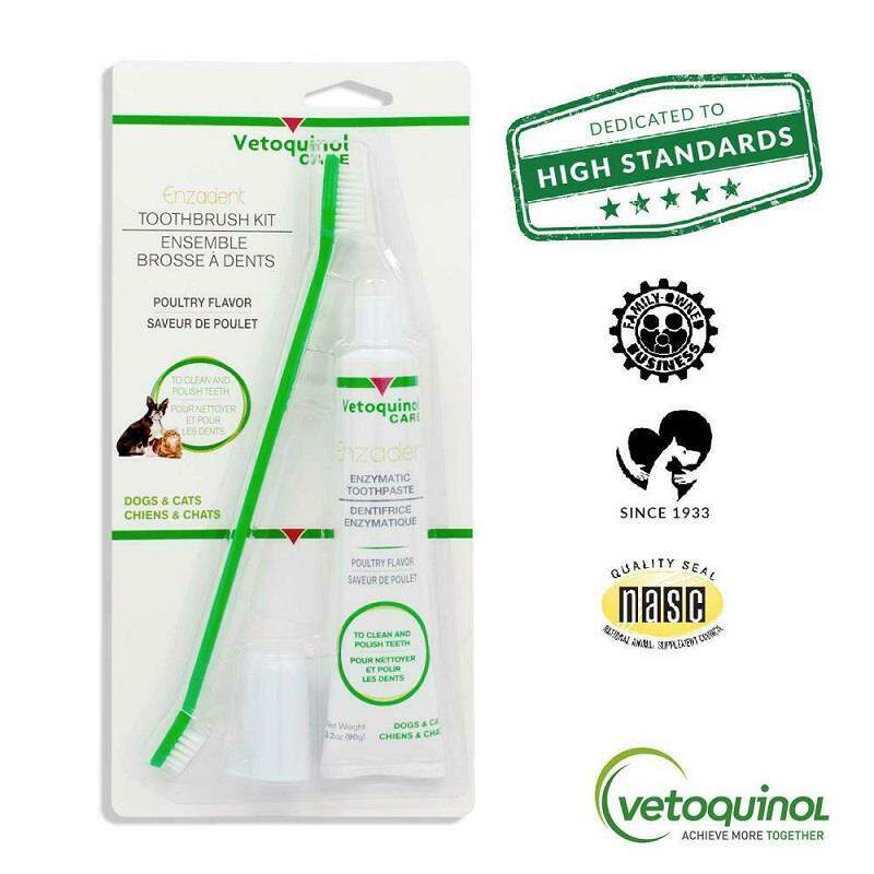 Enzadent Enzymatic Poultry Flavored Toothbrush Kit for Dogs and Cats, 90 g