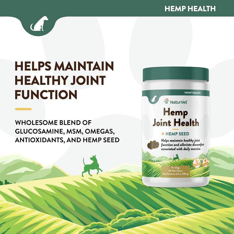 NaturVet Hemp Joint Health Plus Hemp Seed Soft Chews for Dogs