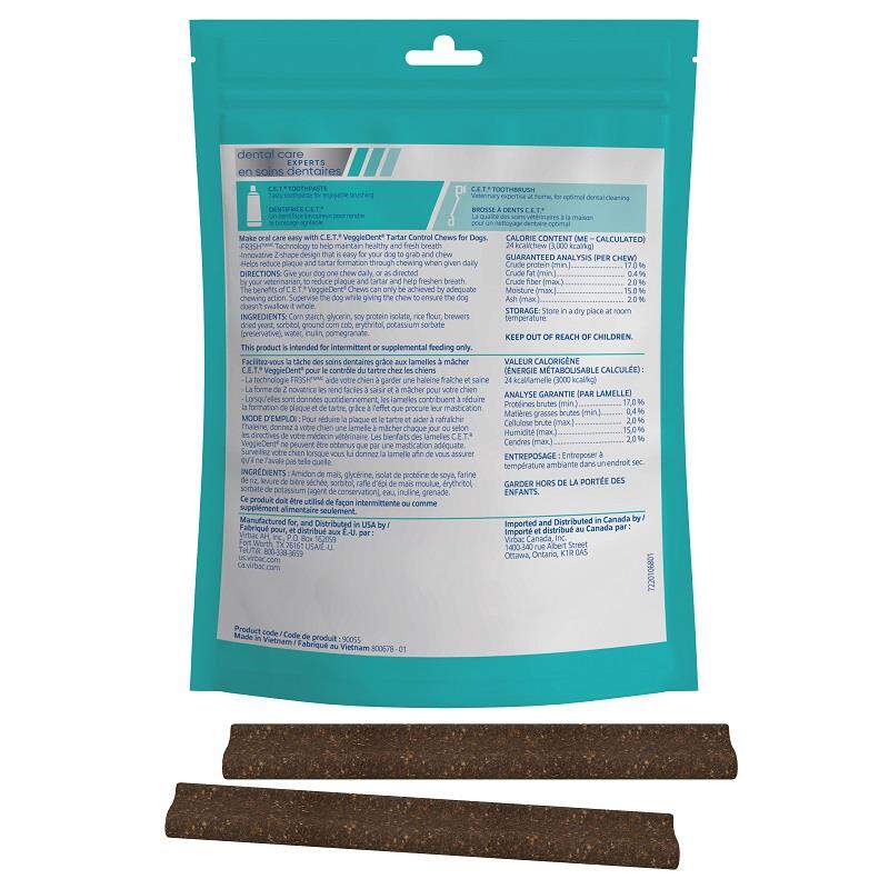 CET Veggiedent Fr3sh Tartar Control Dog Chews, 30 ct