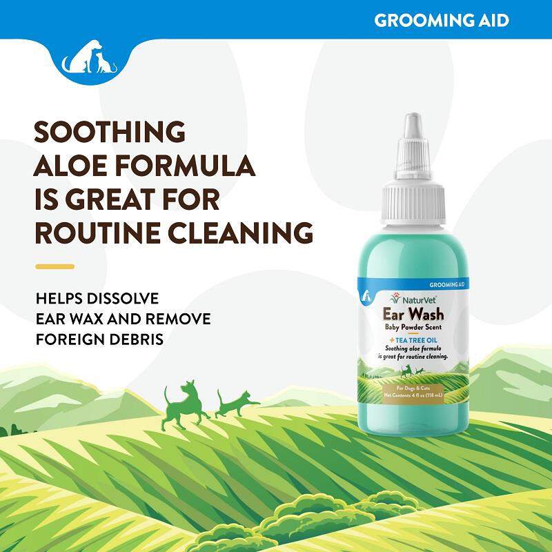 NaturVet Ear Wash w/Tea Tree Oil (Aloe & Baby Powder Scent)