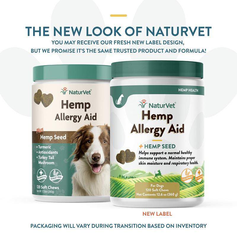 NaturVet Hemp Allergy Aid Plus Hemp Seed Soft Chews for Dogs, 120 Ct