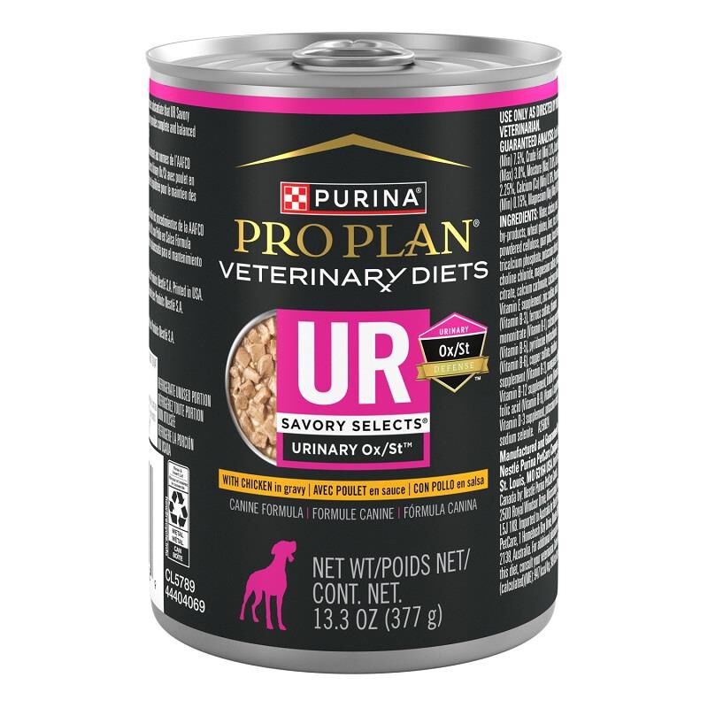 Purina Pro Plan Veterinary Diets UR Urinary Ox/St Savory Selects with Chicken in Gravy Wet Dog Food, 12 x 13.3 oz cans