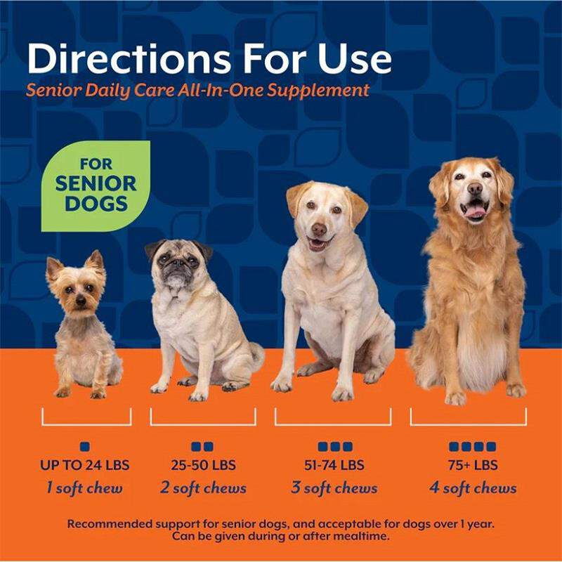 NaturVet Senior Dog Daily Care All-In-One Supplement with  8-in-1 Support, Hickory Smoked Bacon Flavor, 60 Soft Chews