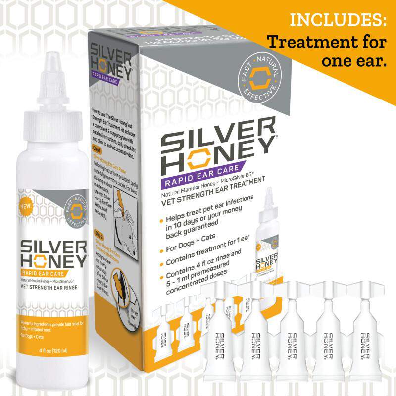 Silver Honey Rapid Ear Care Vet Strength Ear Treatment Rinse + Concentrated Doses
