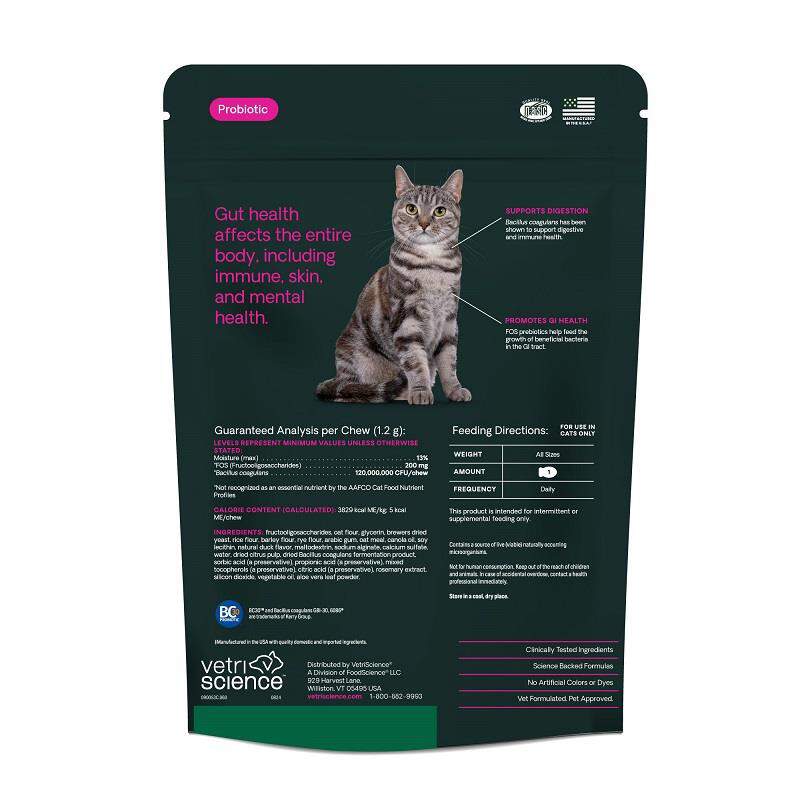 VetriScience Gut Health Probiotic Everyday Feline, 60 Soft Chews