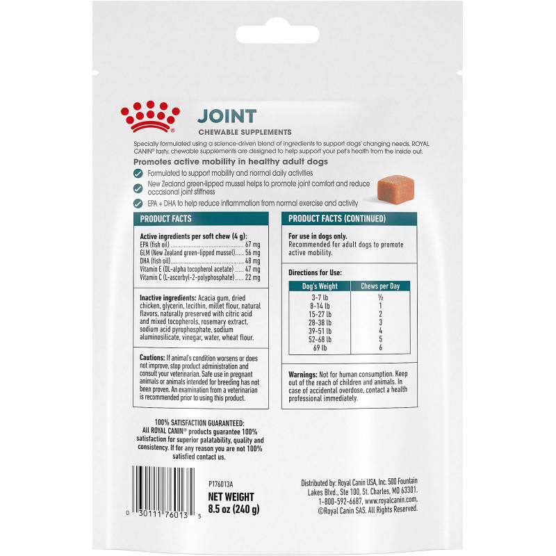Royal Canin Adult Joint Chewable Supplements for Dogs, 60 Soft Chews