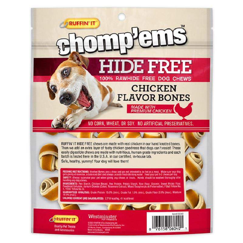 Chomp'ems Hide Free Knot Bones Two Tone Chicken, 20 count