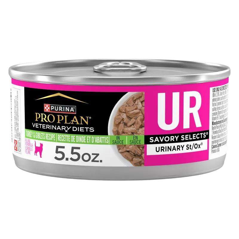 Purina Pro Plan Veterinary Diets UR Savory Selects Urinary St/Ox Turkey and Giblets Recipe in Sauce Adult Cat Food, 24 pack of 5.5- oz cans