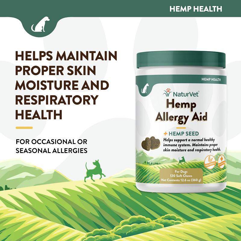 NaturVet Hemp Allergy Aid Plus Hemp Seed Soft Chews for Dogs, 120 Ct