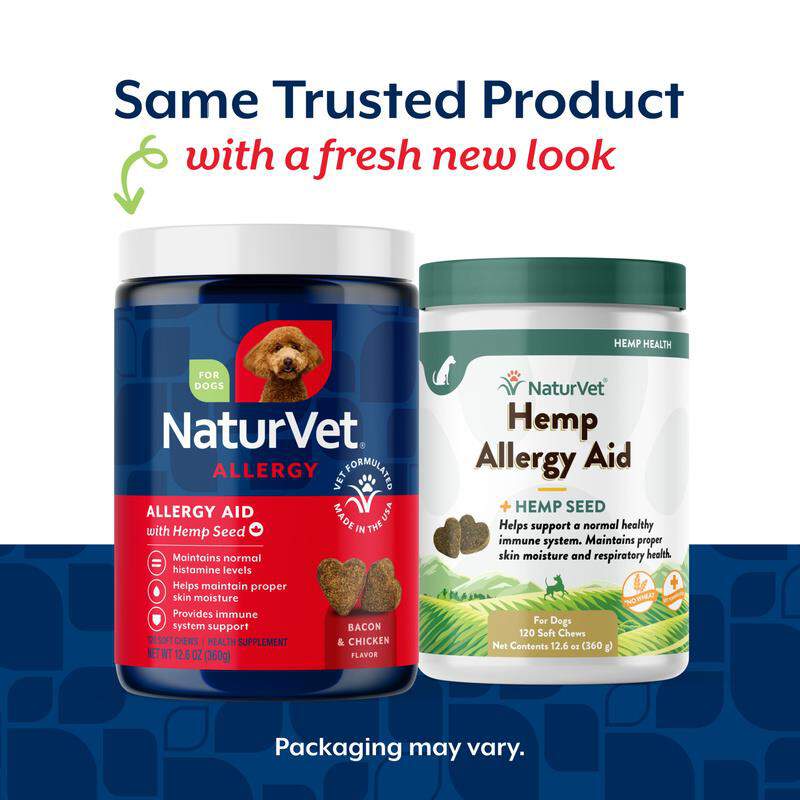 NaturVet Hemp Allergy Aid Plus Hemp Seed Soft Chews for Dogs, 120 Ct