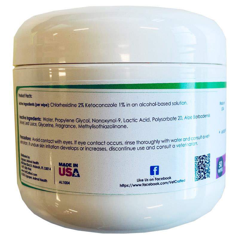 VetCrafted Antiseptic Wipes for Dogs, Cats and Horses, 50 Ct