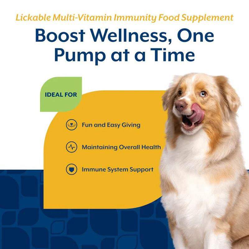 NaturVet Lickable Multi-Vitamin Immunity Food Supplement for Dogs, Peanut Butter Flavor, 6.4 fl oz