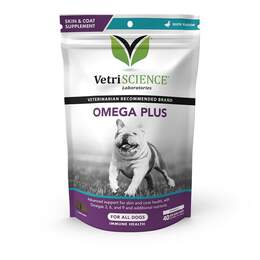VetriScience Extra Strength Healthy Skin & Coat Omega Plus Skin Supplement for Dogs, 40 Chews