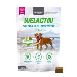 Welactin Omega-3 Skin & Coat Health plus Overall Wellness Supplement for Dogs, 60 Soft Chews